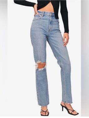 Abercrombie 90s Straight Ultra High Rise Ripped Jeans 29
